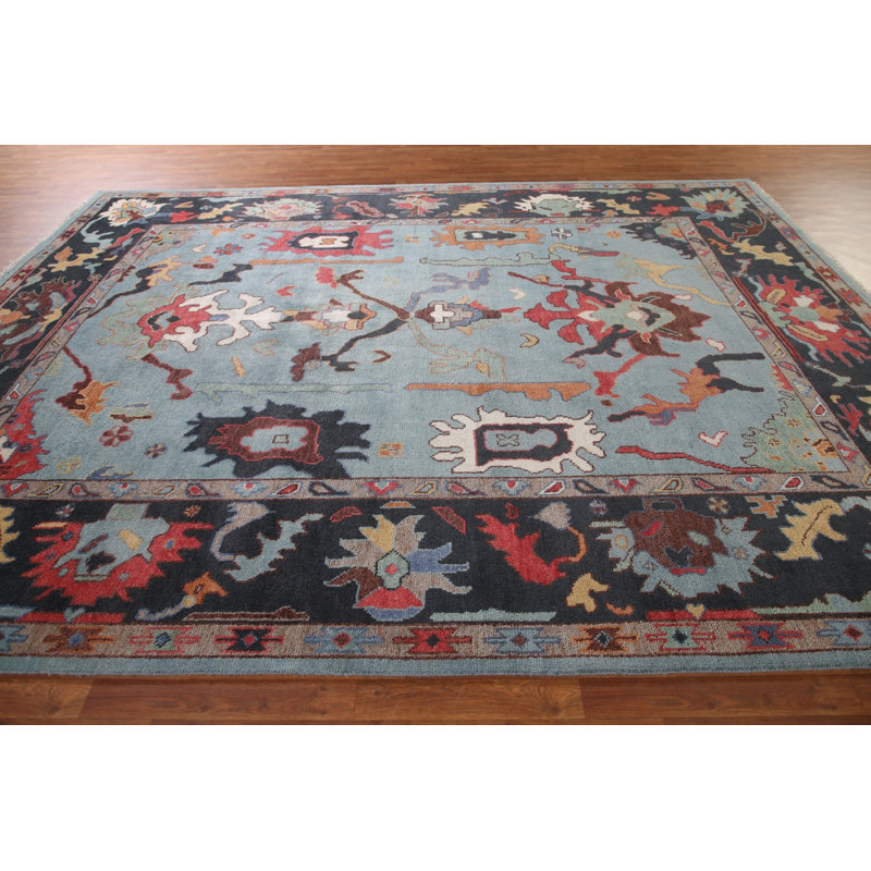 Tapis bleu clair Oushak 9x12