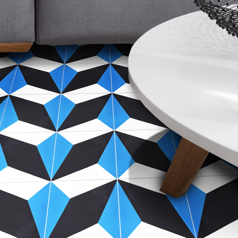 Diamond 8 in. x 8 in. Tile, Blue/Black
