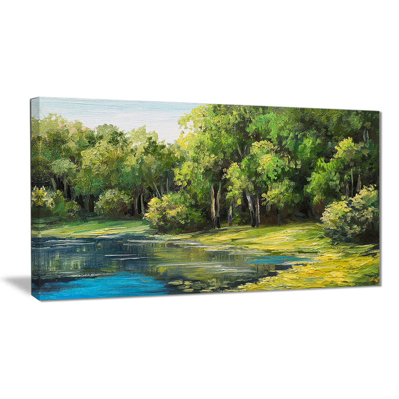 «Summer Day Lake in Forest Landscape», reproduction sur toile, H 20 po x l 40 po x P 1po