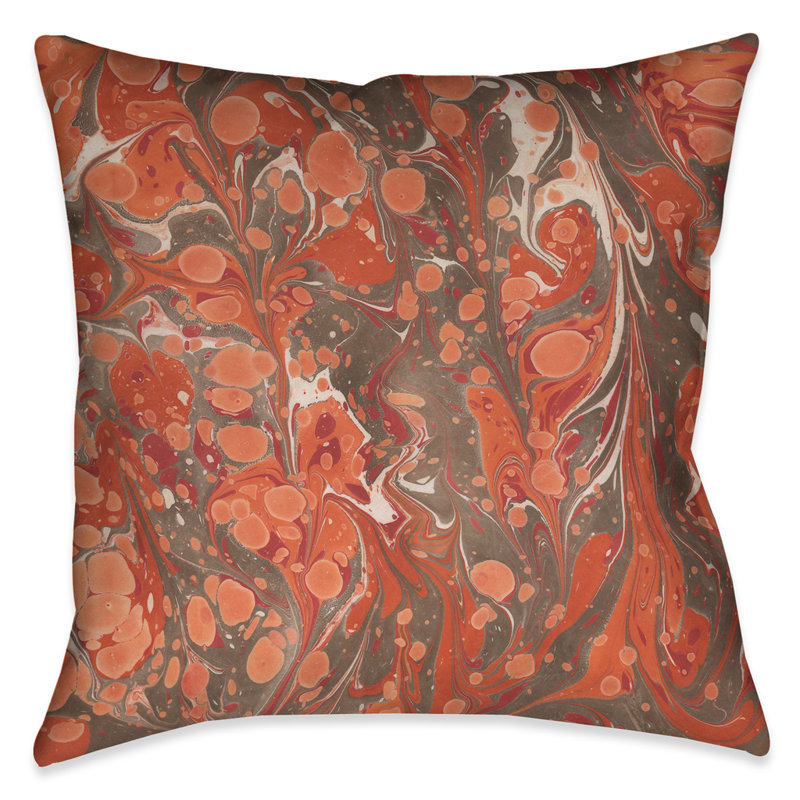 Persimmon Marble Abstract Throw Pillow, Indoor