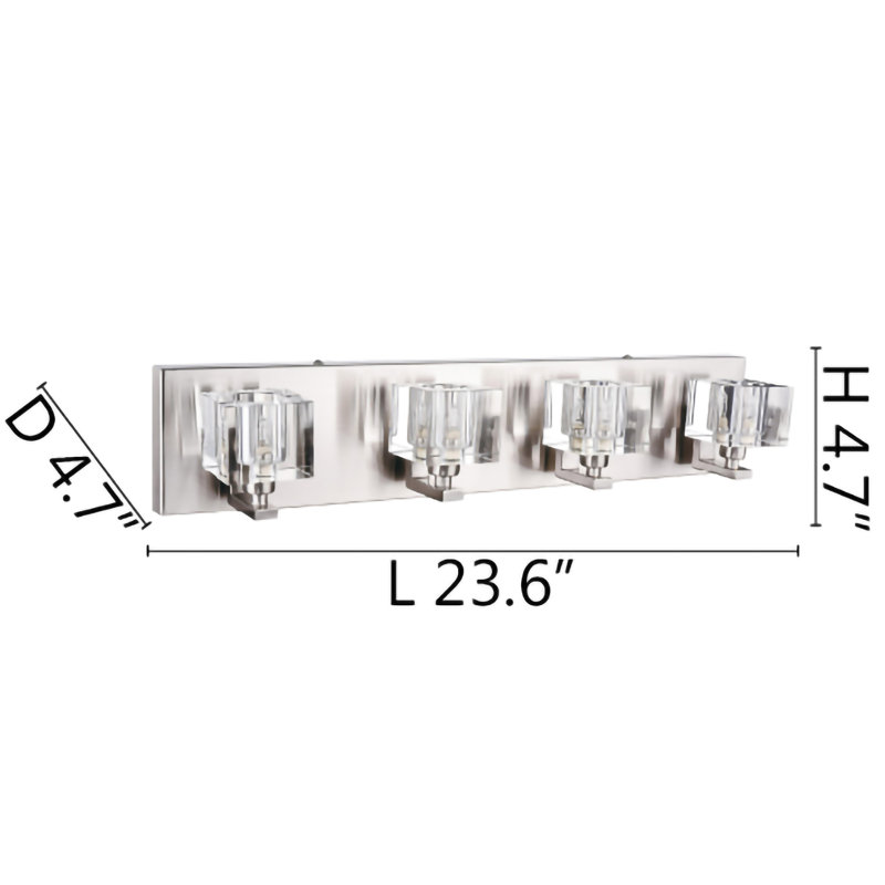 Transitional 4-Light Chrome Wall Sconce With Clear Crystal Shades