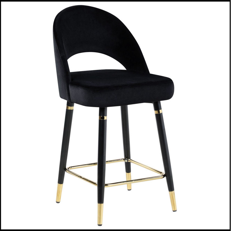 Tabourets noirs à hauteur de comptoir à dossier ouvert (ensemble de 2) pour cuisines et bars modernes, sièges durables et confortables
