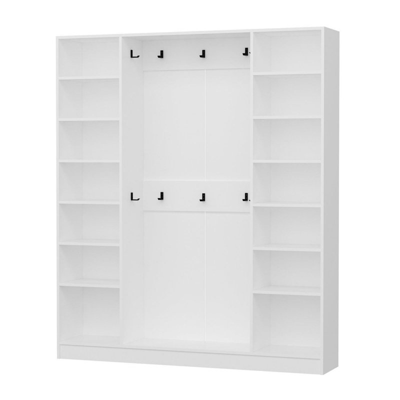 Modern Hall Stand, White, 70.9 x 82.7 x 13.8 inches | 100% Melamine Coated Particle Board, Thickness: 0.7 inches | Stylish & Functional Storage Solution for Entryways, Durable & Easy to Clean Design