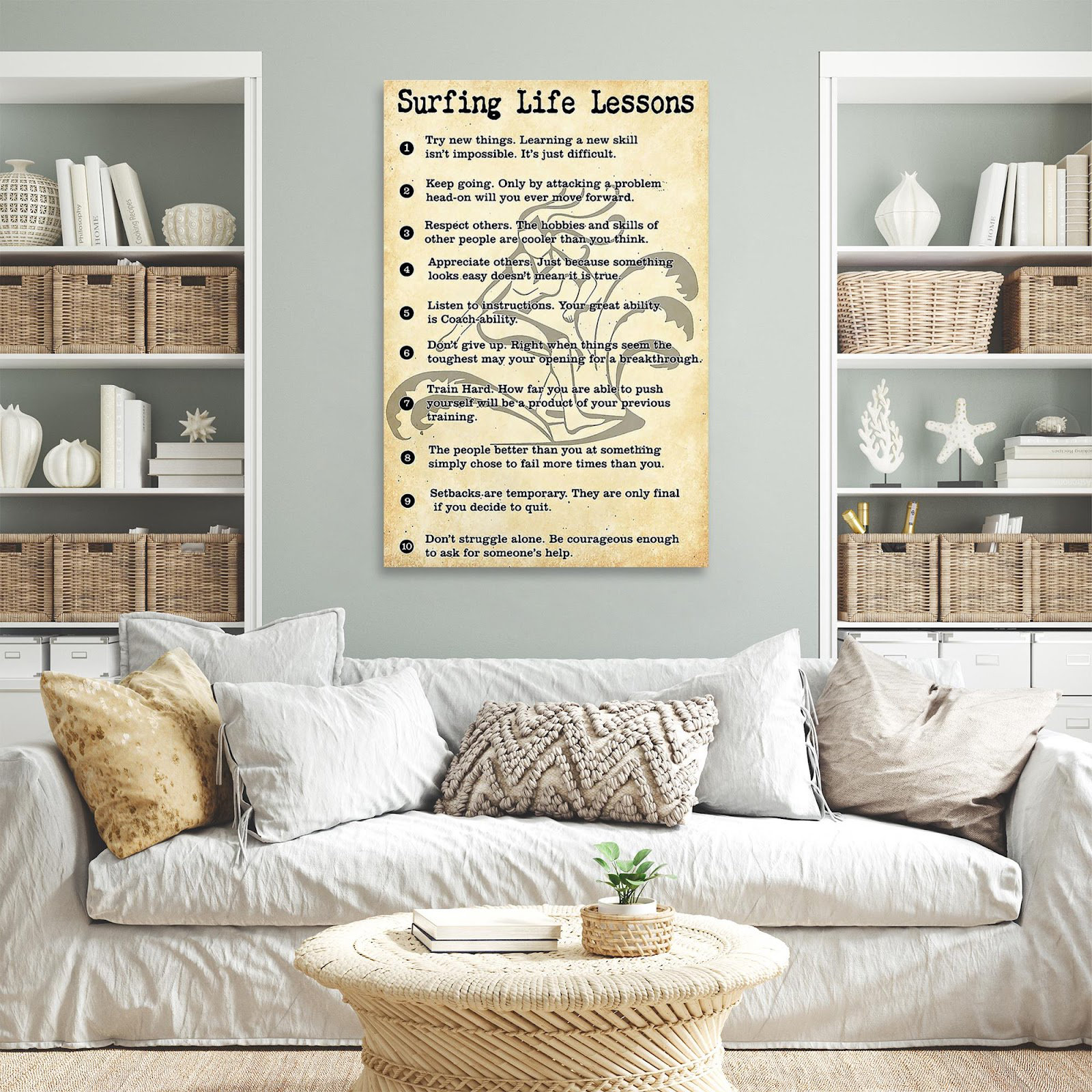 Trinx Surfing Life Lessons - 1 Piece Rectangle Graphic Art Print On Wrapped  Canvas On Canvas Print