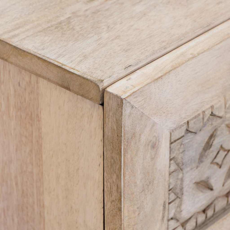 50cm W Solid Wood Bedside Table, Beige