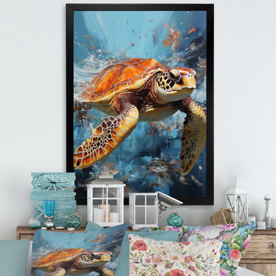 «Adelgunde Turquoise Turtle Drips in Ocean II», reproduction sur toile