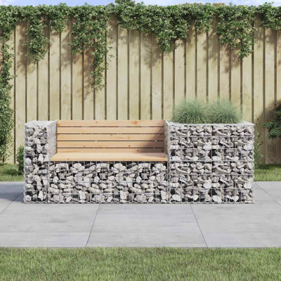 Banc de jardin avec panier en gabion