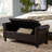 Sophisticated Button In Brown - Pu Entryway Chic Bench With Rolled Arms, Material, Ideal For Small Spaces