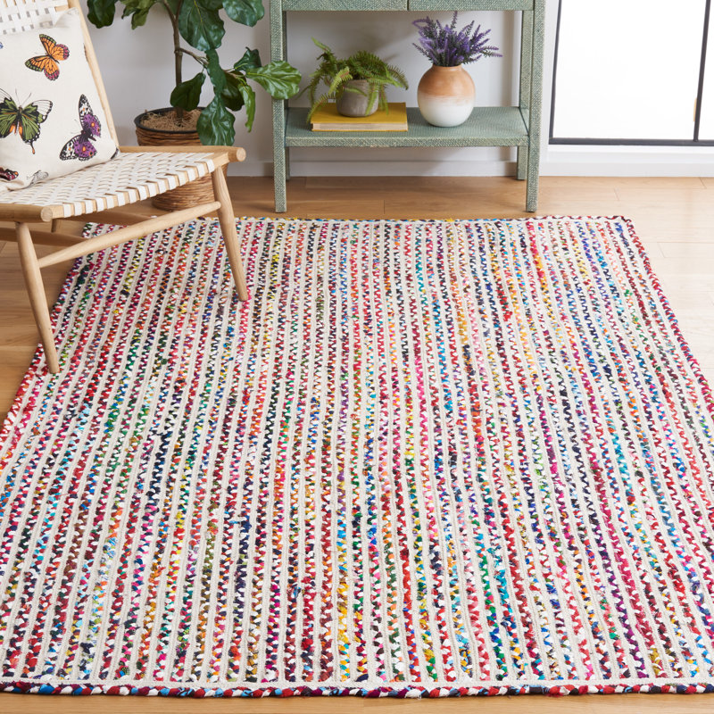 Braided Handmade Cotton Chevron Rug, Rectangle 5' x 8'