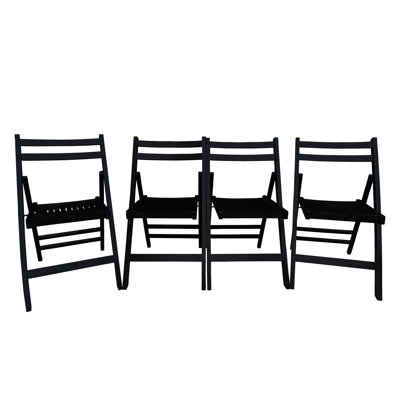 Chaises pliantes en bois massif - 4 pièces, noir, siège à lattes confortable, idéal pour différentes occasions, pliable, capacité de poids de 220 livres