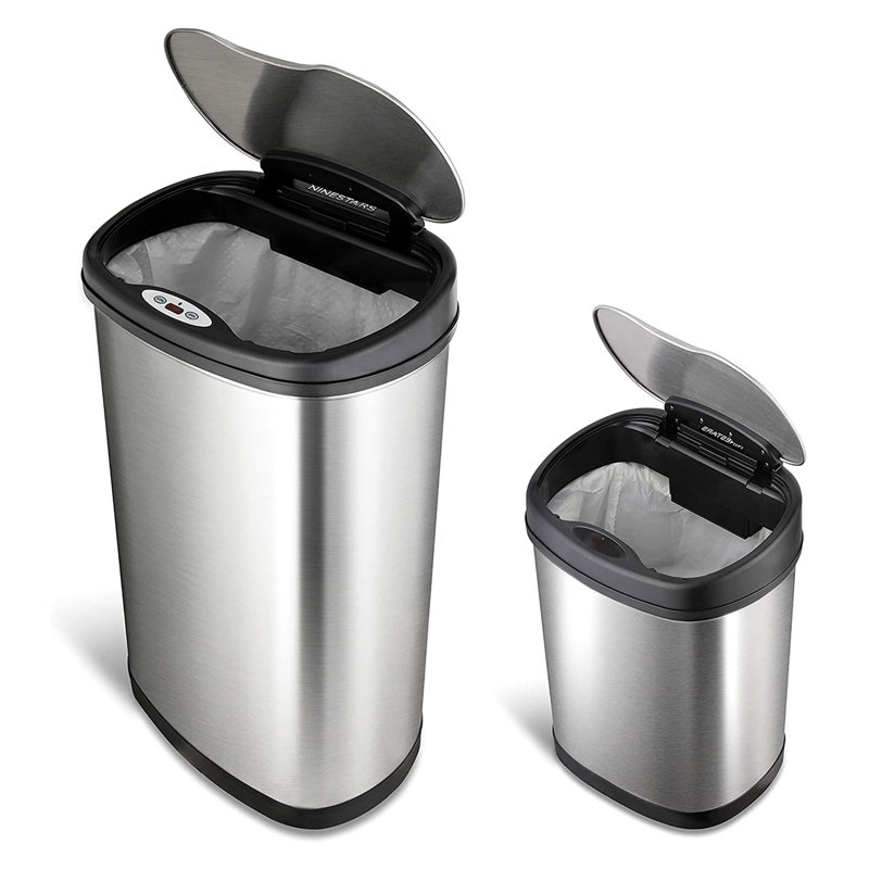 Nine Stars Steel Open Kitchen Trash Can - 13.2 Gallons