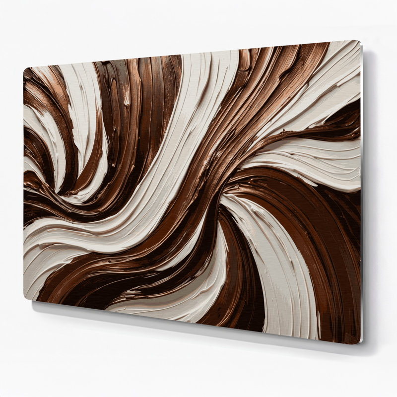 Art mural horizontal horizontal rayé en bronze blanc brun