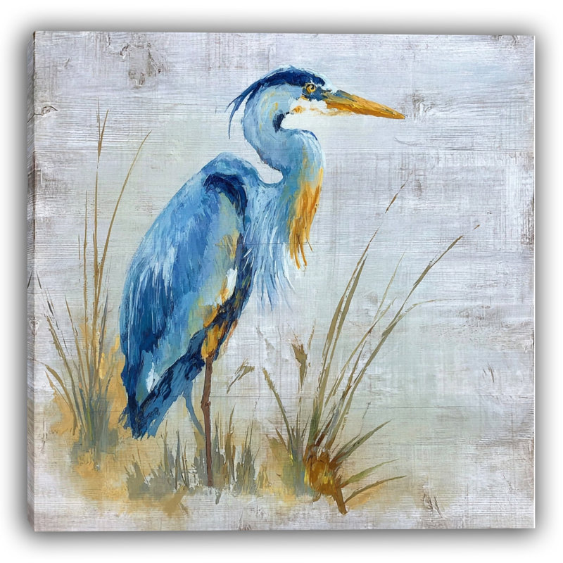 «Blue Horizon Heron», art mural sur toile tendue