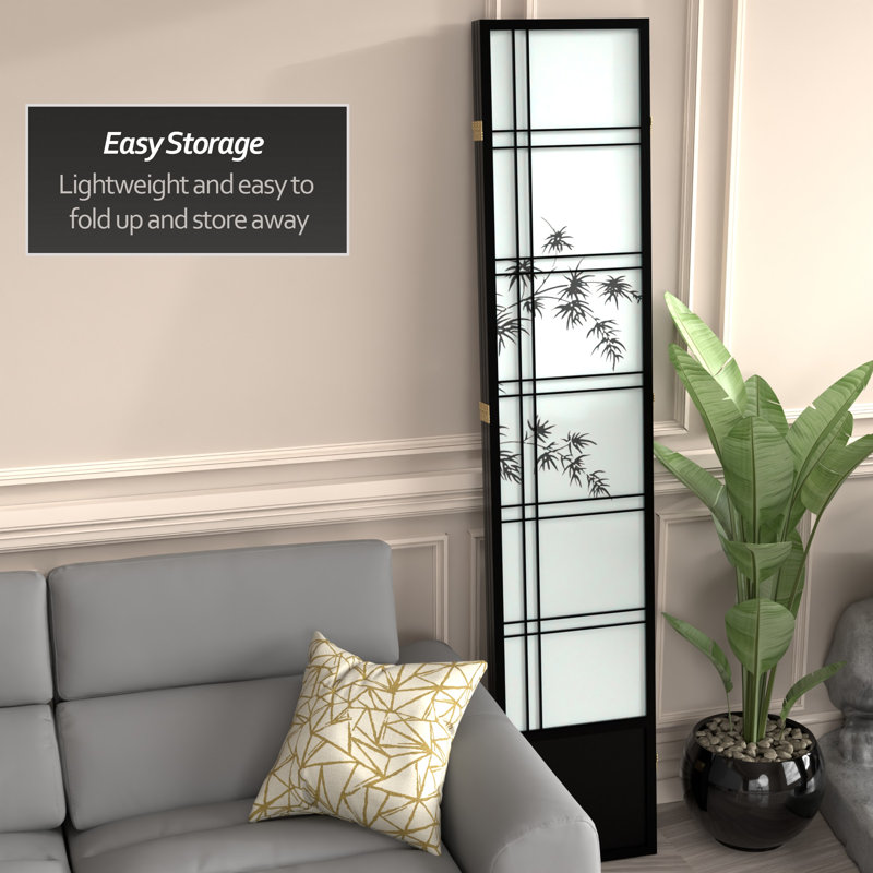 83.5" Bamboo Tree Double Cross Shoji Room Divider, 3 Panels, Black