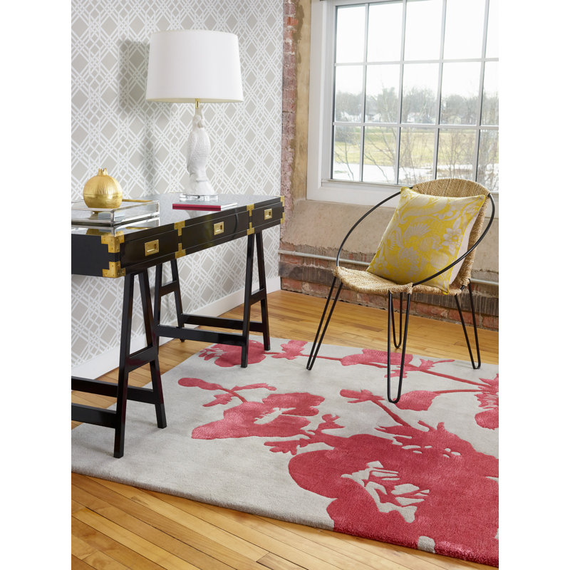 Hand Tufted Floral Area Rug in Poppy, Rectangle 3'11" x 5'11"
