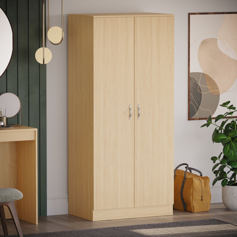 Maybery 2 Door Manufactured Wood Wardrobe, Pine