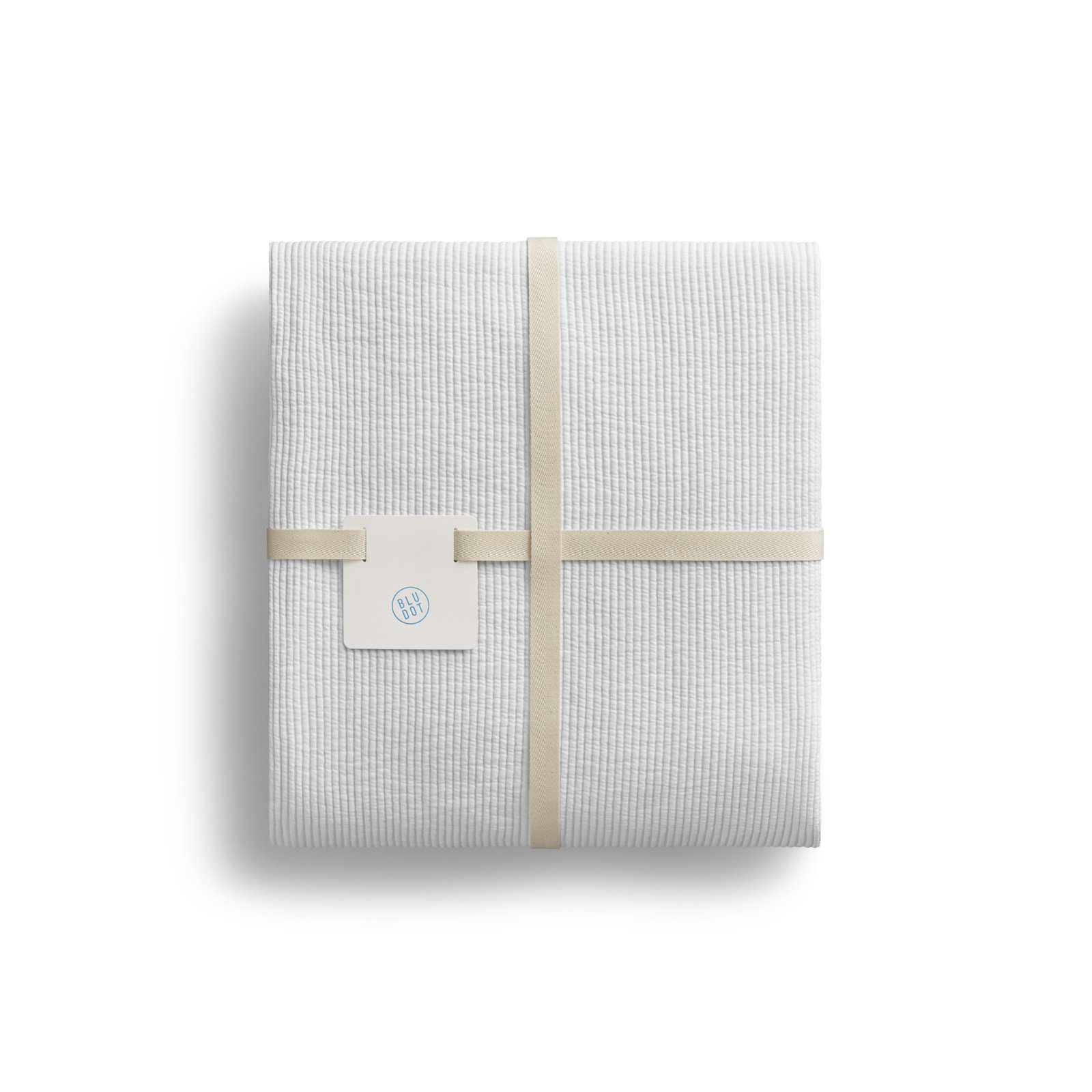 Ripple Cotton Coverlet Set, Queen Bedspread + 2 Queen Shams, White/Putty