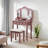 Wooden Vanity Make Up Table And Stool Set, Rose Gold-831146829