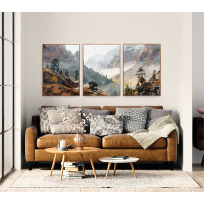 Parc national de Zion, ensemble de 3 estampes à l'aquarelle, montagne, affiches de photographie ou toile