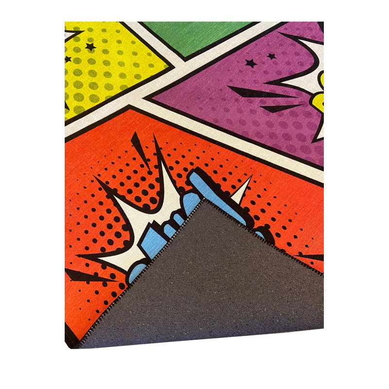 Tapis Pop Art Cool Wow Bang Boom Text, Tapis de couloir 2 pi 6 po x 9 pi 10 po