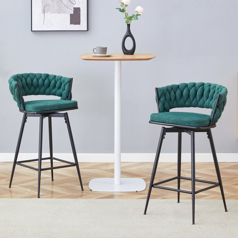Two Sets Of Swivel Bar Stools, Black, Green