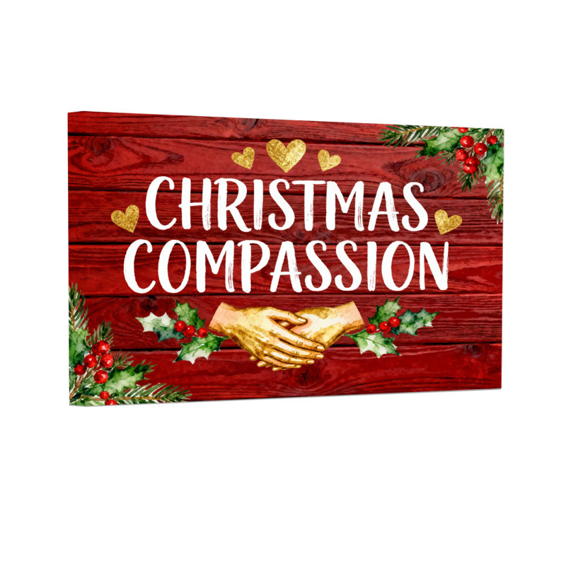 Noël, Noël, Compassion, mains, houx, baies, cœurs, bois, H 12 po x l 18 po