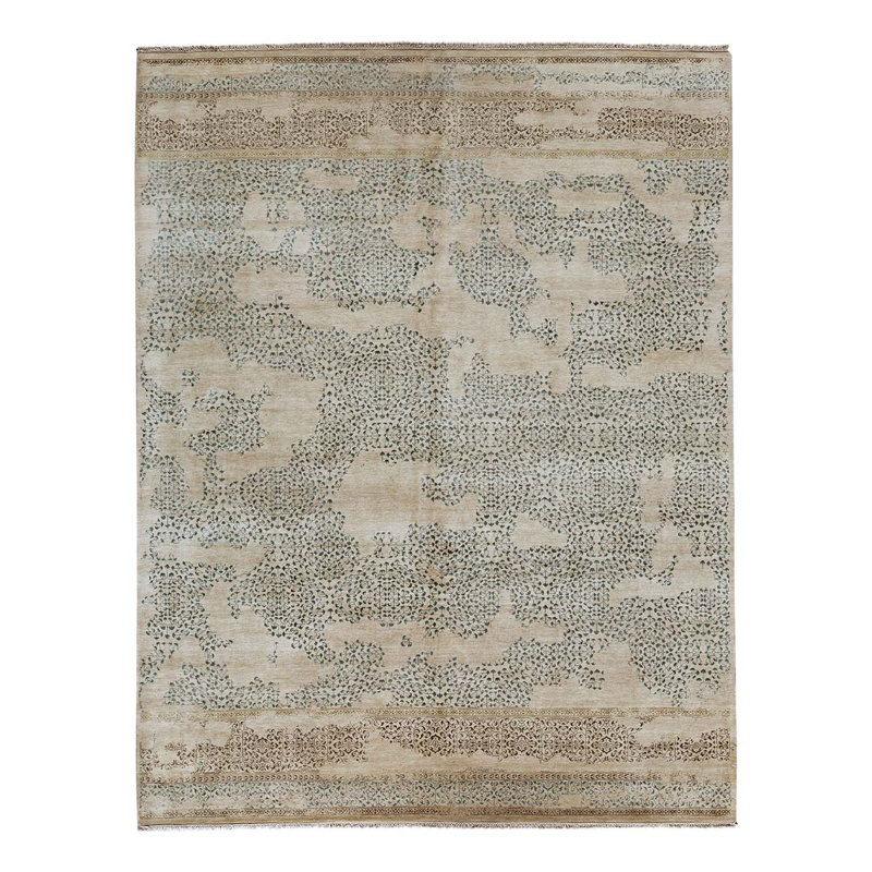 Tapis brun / gris de haute qualité noué à la main