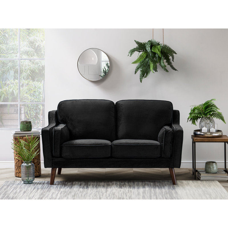 Forsyth Velvet Loveseat, Black