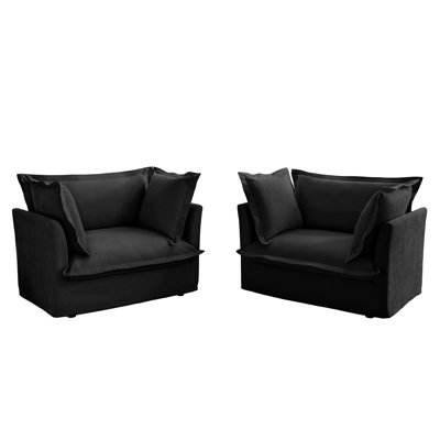 Cassius Chenille Upholstered Accent Chairs with Large Toss Pillows