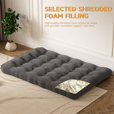6 inch Floor Mattress Futon Mattress Sleeping Pad Foldable Roll Up Mat, Sofa Couch Bed, Full Size