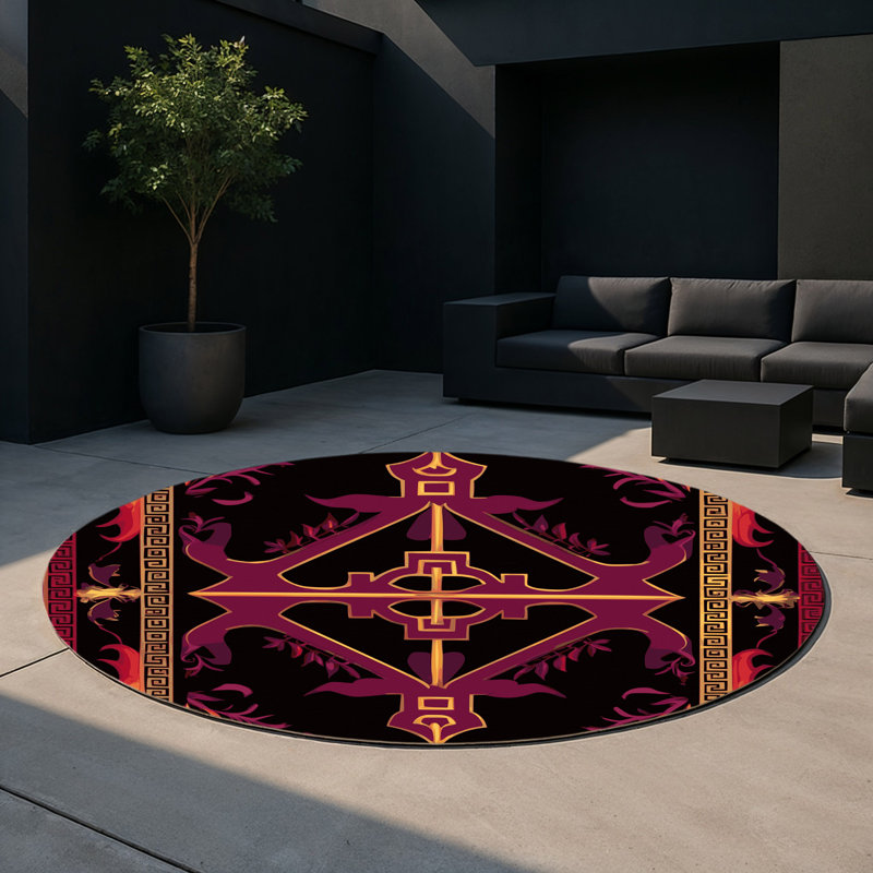Tapis intérieur et extérieur Ornamented Bloom, Rond 5 pi