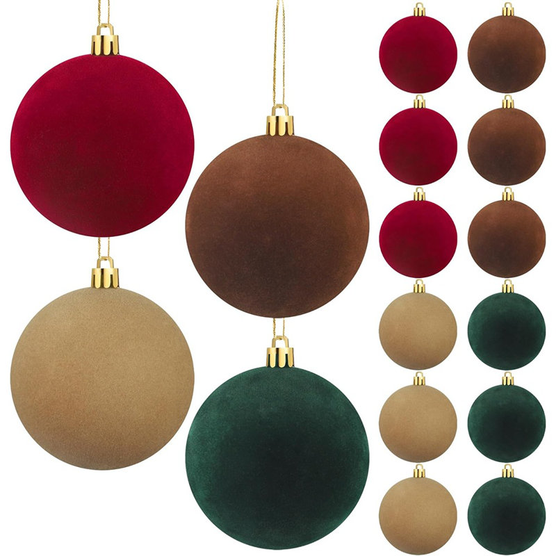 Ensemble de 44 décorations de Noël en forme de boule d'elfe rouge et vert - Décorations d'arbre de Noël scintillantes incassables pour les fêtes