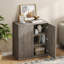 Buffet cannelé avec portes, crédence de rangement moderne, gris