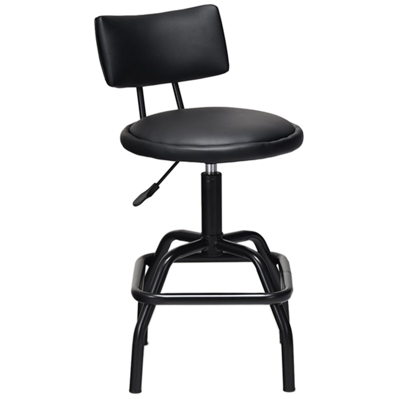 Uli Swivel Upholstered and Faux Leather Adjustable Height Bar Stool with Steel Frame