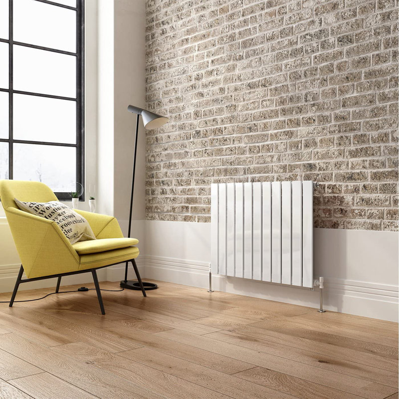 iBathUK Belgravia Horizontal Single Slim Flat Panel Radiator, 60cm H x 83.6cm W x 5.2cm D, White