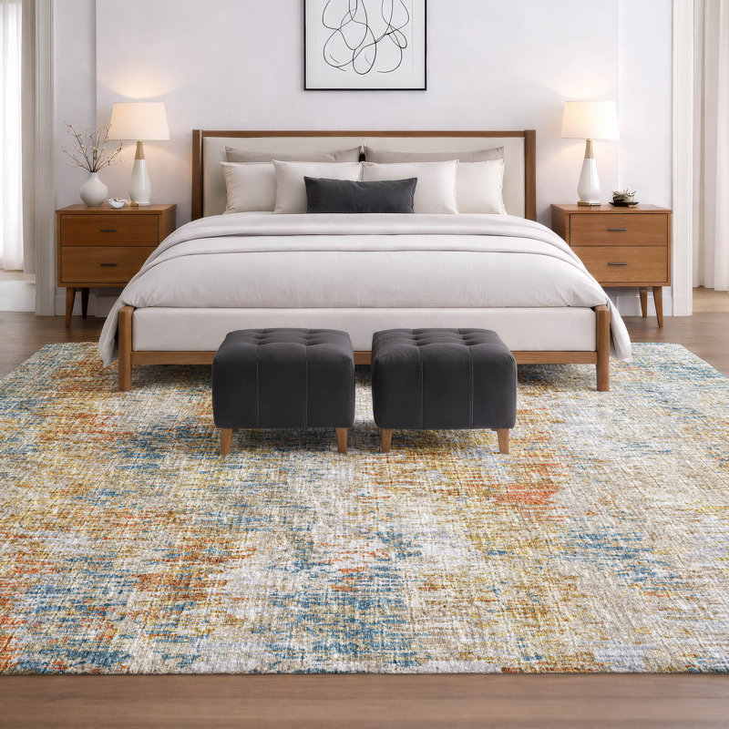 Premium Machine Washable Dream Shag ADS66 Soft Abstract Rug, Gilded, 9' x 12'