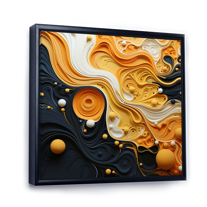 Orange Black Minimalism Flowing Harmony - Minimalism Canvas Print, Toile avec cadre flottant noir, H 16 po x l 16 po