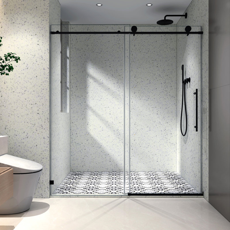 Porte de douche avec poulies de 70 mm et une couche de nettoyage Nano