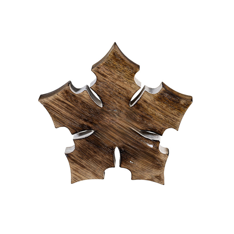 Wood Carved Snowflake Table Décor