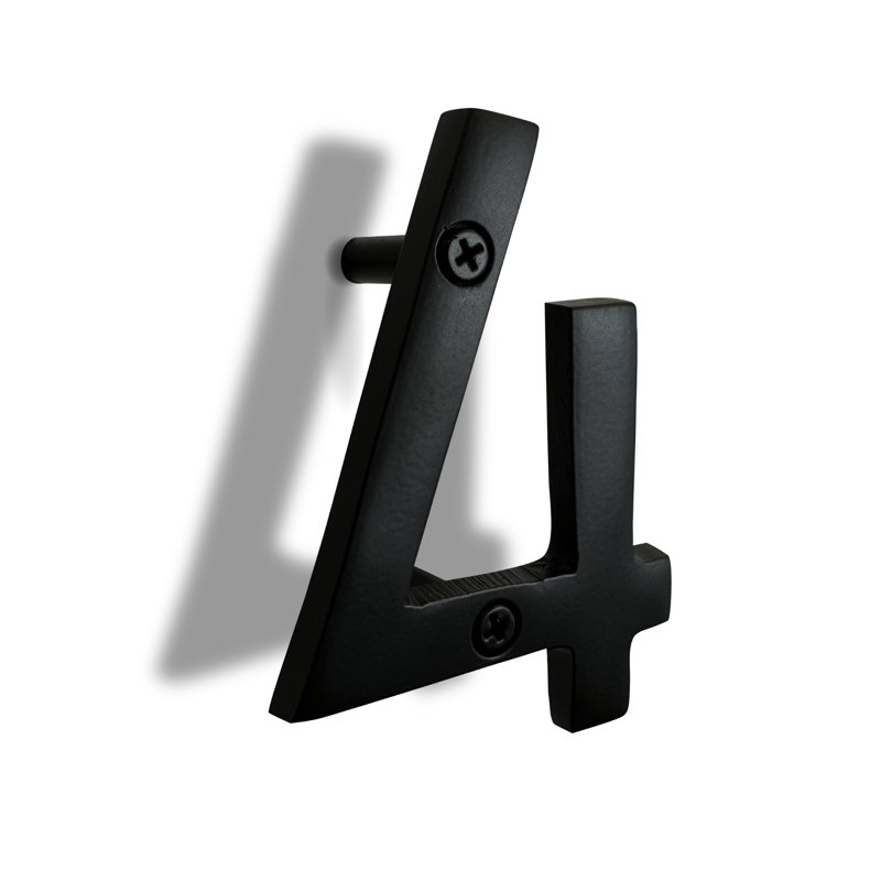 Numéro de maison en métal flottant, 4, 4", Noir