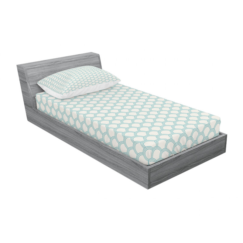 Microfiber Polka Dots Sheet Set, Twin XL Sheet Set with Fitted Sheet, Simplistic Maritime Oceanic Geometric