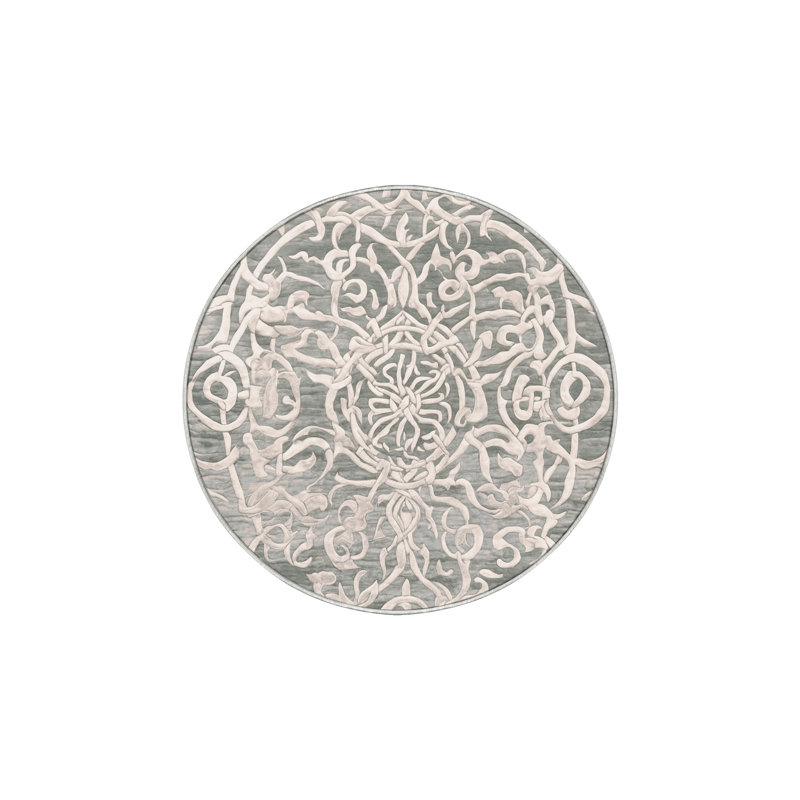 Machine Washable Beige Area Rug, Round 4'