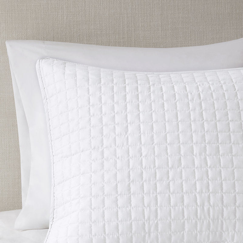 Otto White Plaid Reversible 3-Piece King/Cal King Quilt Set, King/California King Coverlet + 2 Shams, White