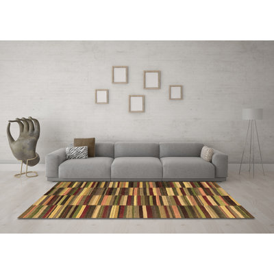 Tapis brun contemporain lavable à la machine 2779