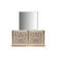 Miroir de style moderne fait de bois et d'accents dorés en beige (miroir inclus seulement)