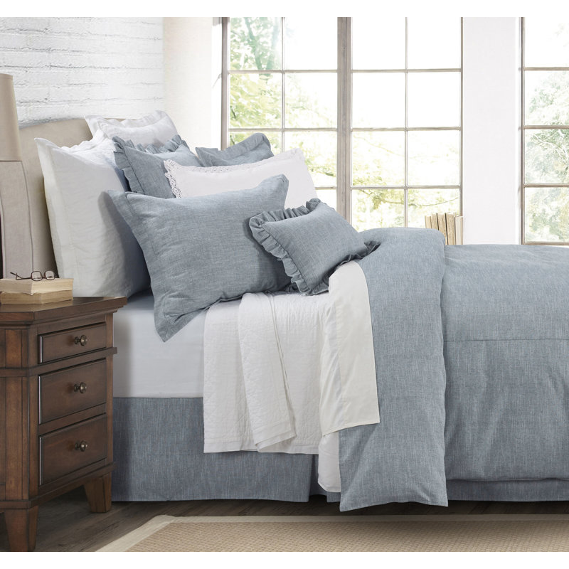 Chambray Tailored Wrap Around Bed Skirt, Full