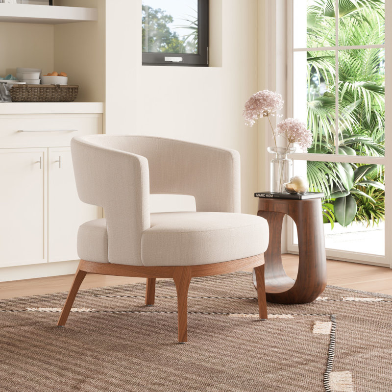 Fauteuil rembourré beige Gracie Mills, 27.2" H x 26.8" W x 27.2" D