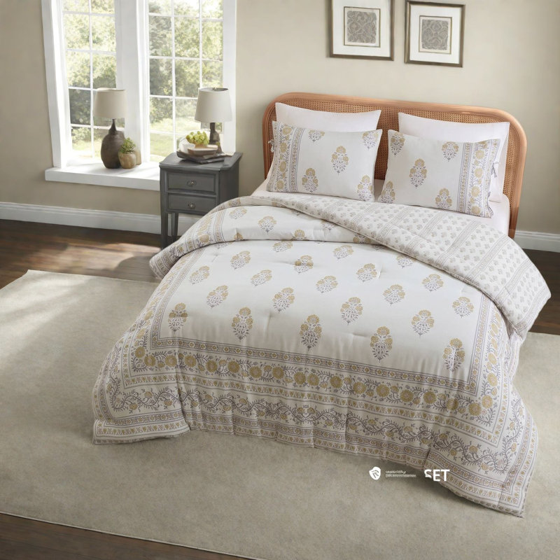Piece Full Queen Bedding Sets, Reversible Floral Comforter, Cottage Style