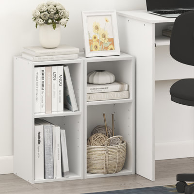 Ensemble de 2 étagères, bibliothèque étroite à 2 niveaux avec étagère de rangement de 25,4 cm de large, 23,6 x 24,9 x 53,8 cm, pour salon, chambre, bureau, blanc