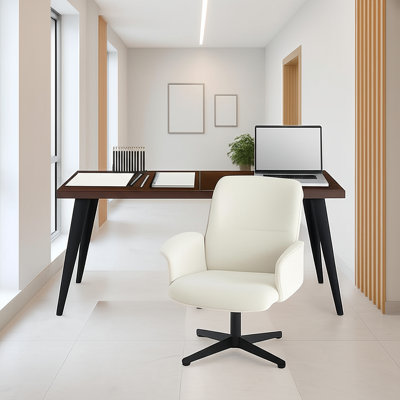 Modern Office Desk and Chair Set with Adjustable and Swivel Chair Stylish Wood Top, Ergonomic Design for Office, Conference Room, Reception Area
